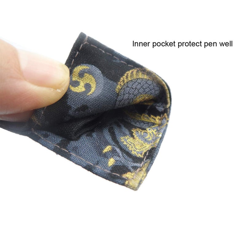 Enyuwlcm Fabric Fountain Pen Case Single Pen Sleeve Holder for Pocket Vintage Pen Cover Black Dragon 1 Pack - Image 4